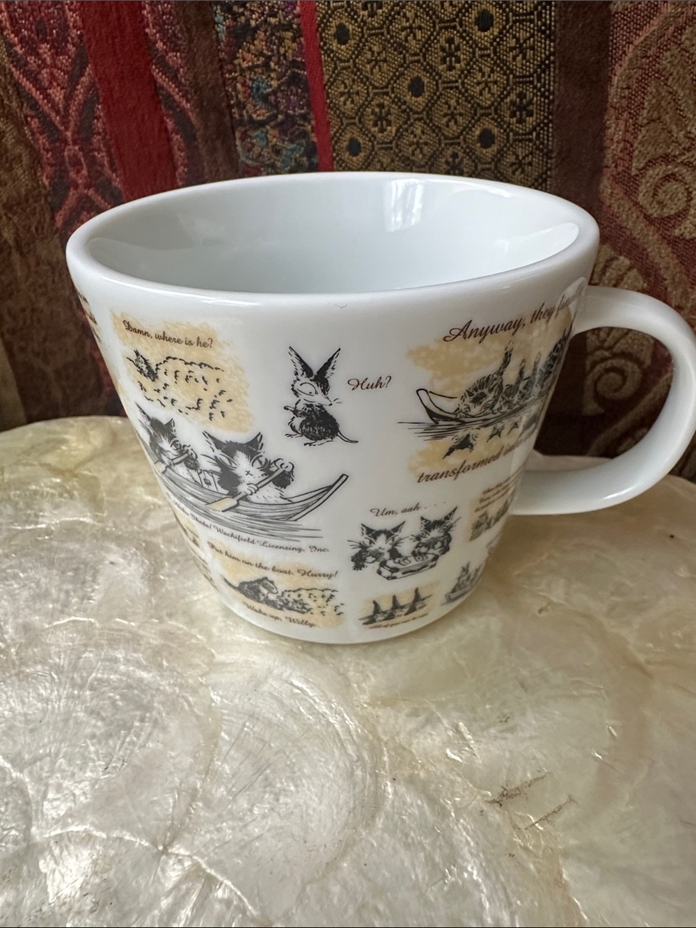Ceramic Illustrated Mug with a Cat Island design by Wachifeld